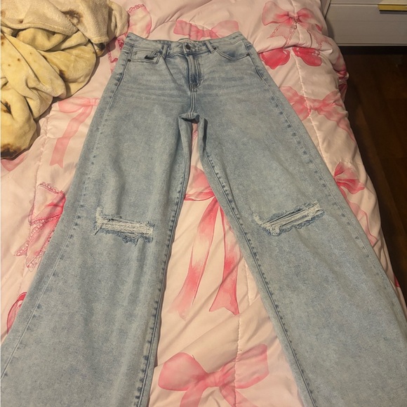 Buckle Denim - Buckle Light Blue Distressed Wide-Leg Jeans